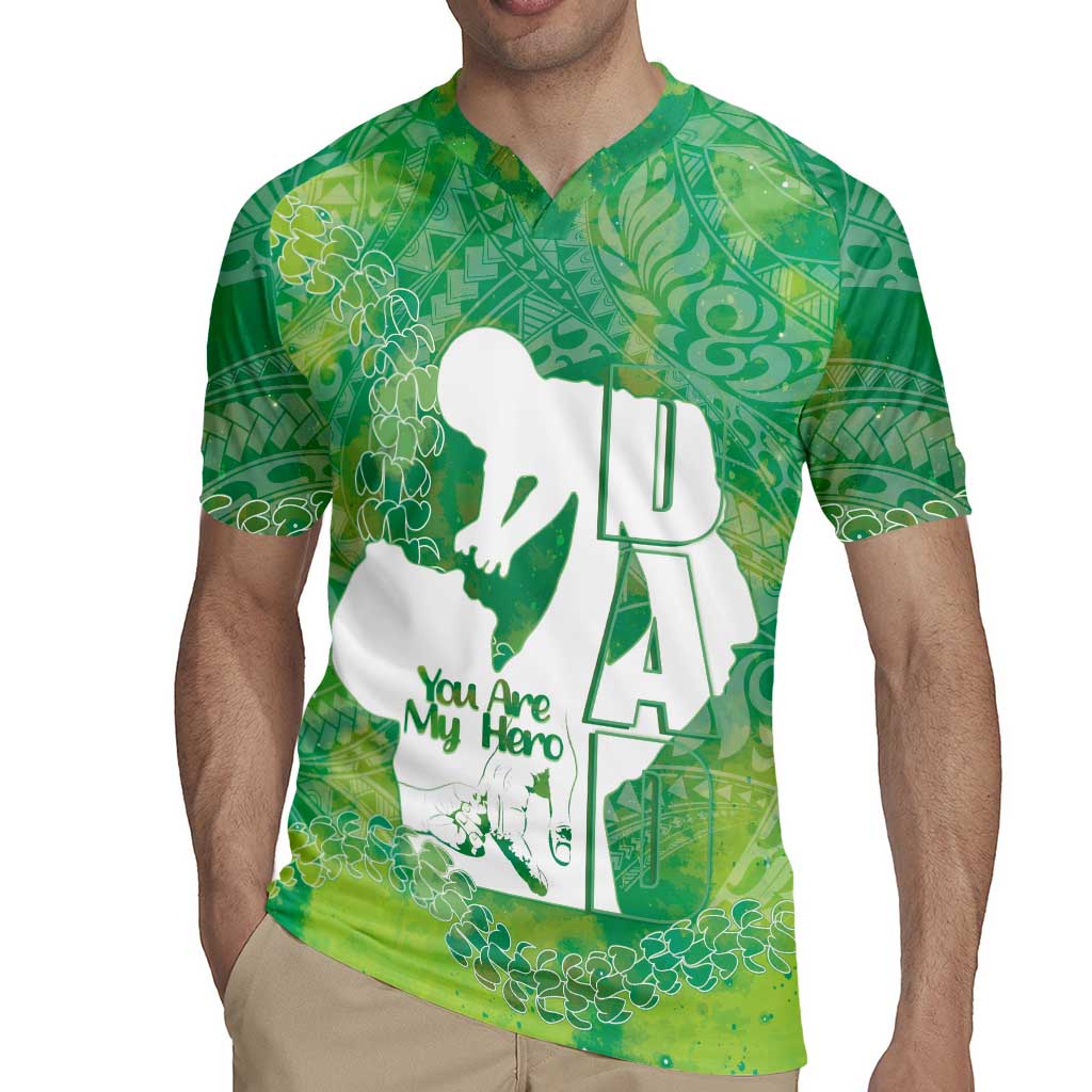 Green Polynesia Father's Day Rugby Jersey Dad You Are My Hero