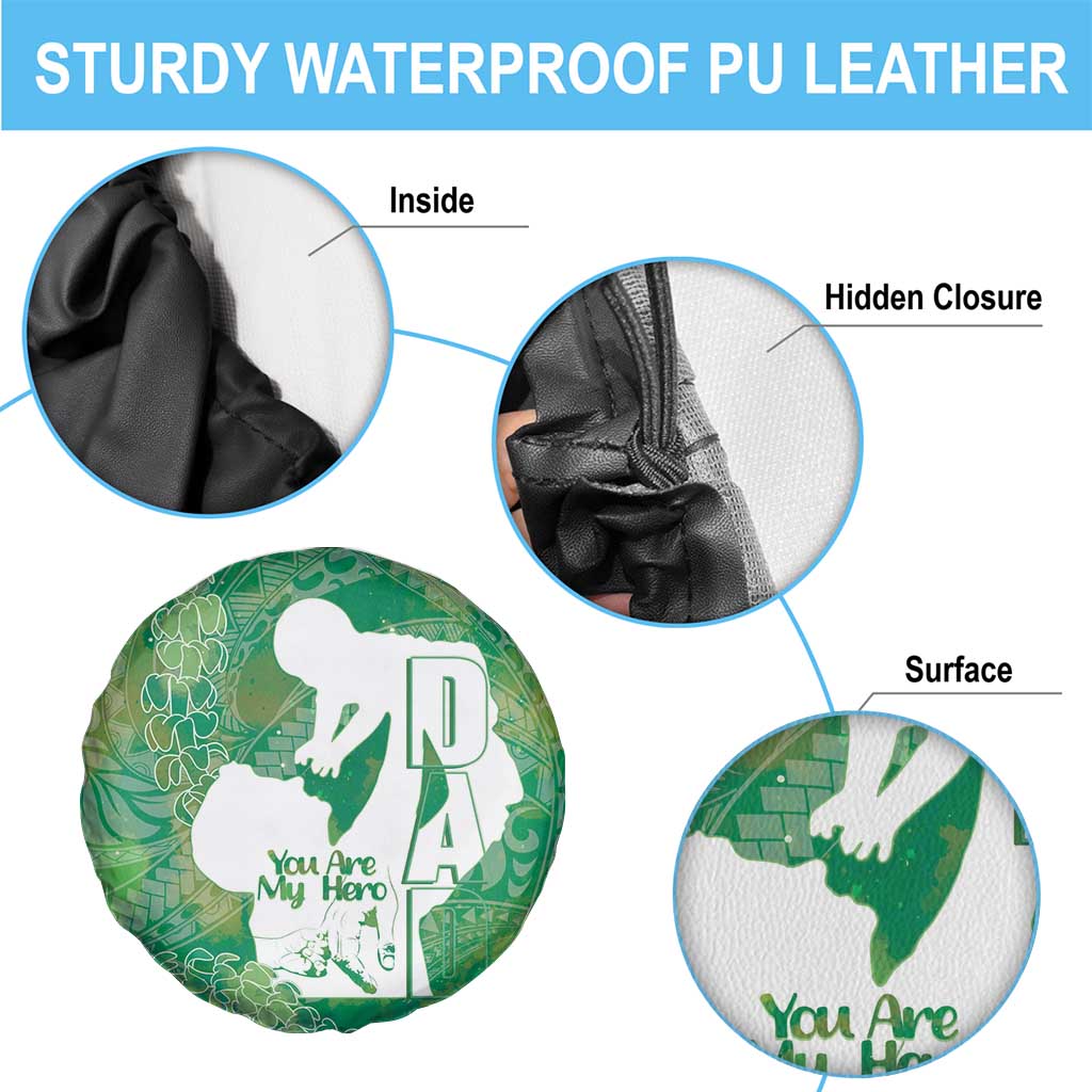 Green Polynesia Father's Day Spare Tire Cover Dad You Are My Hero