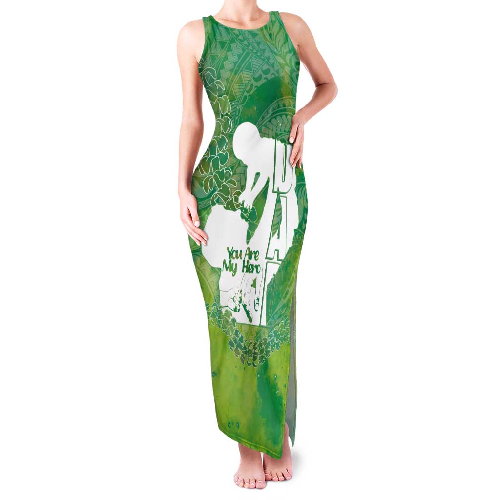 Green Polynesia Father's Day Tank Maxi Dress Dad You Are My Hero