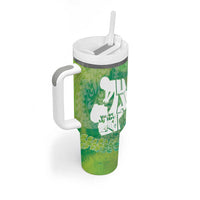 Green Polynesia Father's Day Tumbler With Handle Dad You Are My Hero