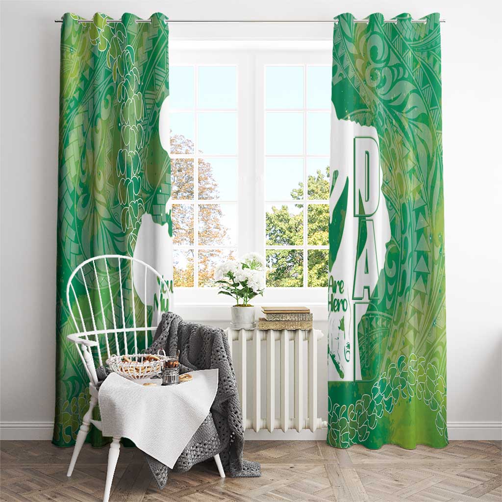Green Polynesia Father's Day Window Curtain Dad You Are My Hero