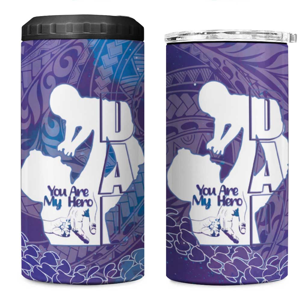 Purple Polynesia Father's Day 4 in 1 Can Cooler Tumbler Dad You Are My Hero