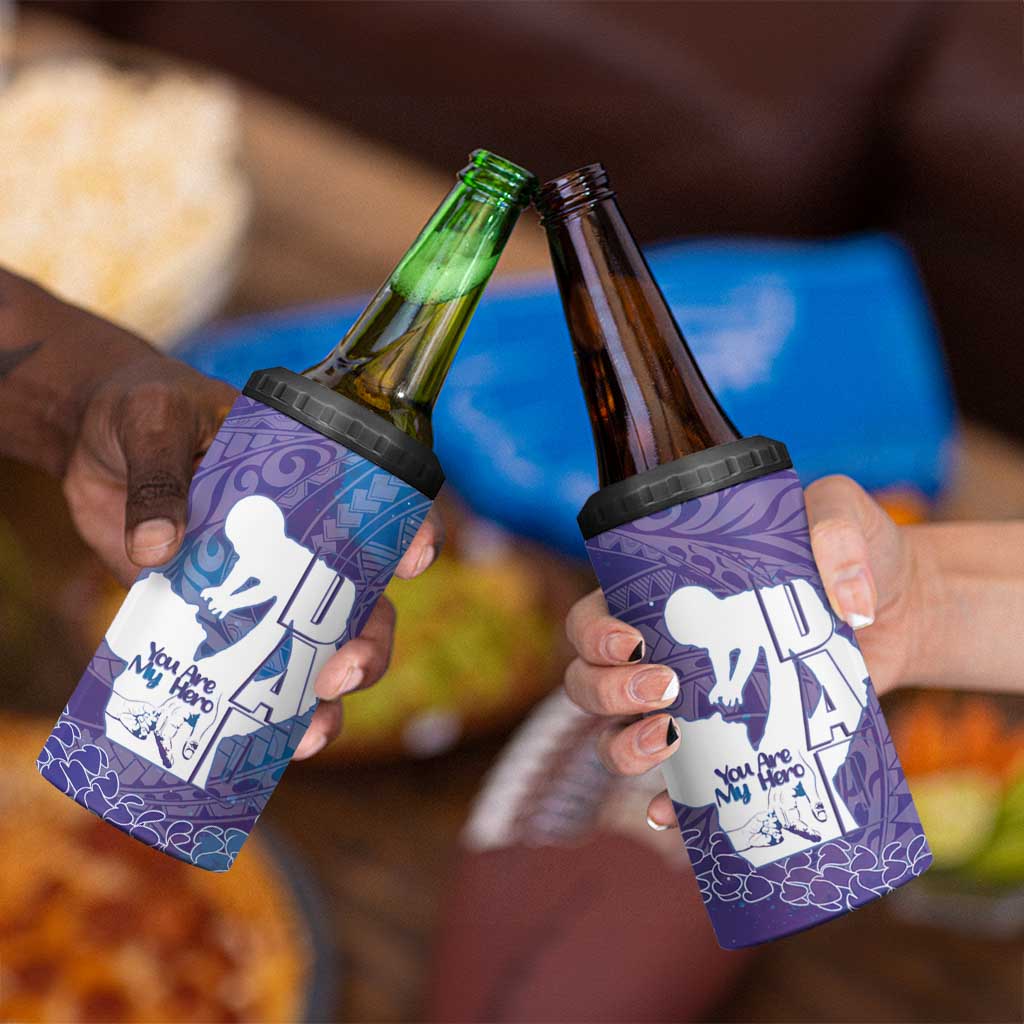 Purple Polynesia Father's Day 4 in 1 Can Cooler Tumbler Dad You Are My Hero