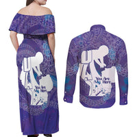 Purple Polynesia Father's Day Couples Matching Off Shoulder Maxi Dress and Long Sleeve Button Shirt Dad You Are My Hero LT14 - Polynesian Pride
