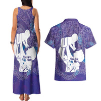 Purple Polynesia Father's Day Couples Matching Tank Maxi Dress and Hawaiian Shirt Dad You Are My Hero
