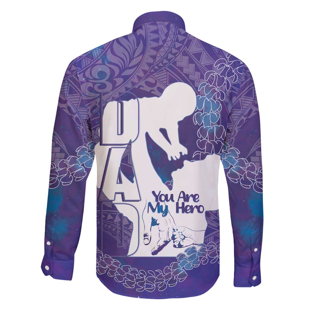 Purple Polynesia Father's Day Family Matching Long Sleeve Bodycon Dress and Hawaiian Shirt Dad You Are My Hero
