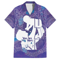 Purple Polynesia Father's Day Family Matching Off Shoulder Short Dress and Hawaiian Shirt Dad You Are My Hero