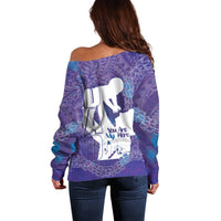 Purple Polynesia Father's Day Off Shoulder Sweater Dad You Are My Hero