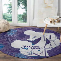 Purple Polynesia Father's Day Round Carpet Dad You Are My Hero