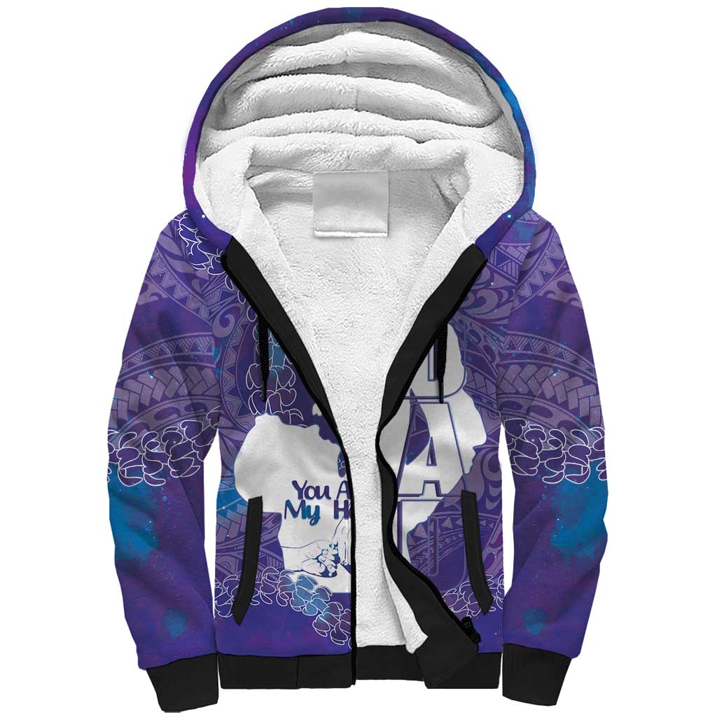 Purple Polynesia Father's Day Sherpa Hoodie Dad You Are My Hero