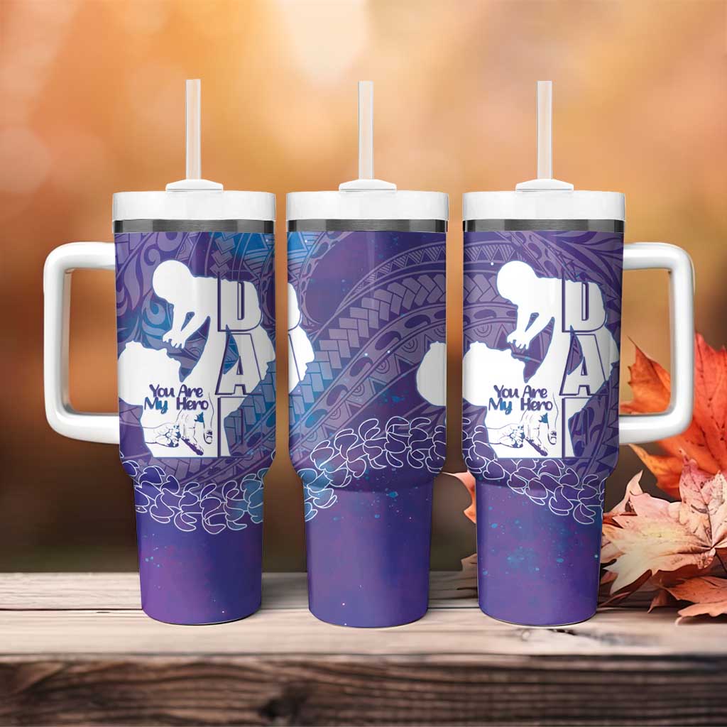 Purple Polynesia Father's Day Tumbler With Handle Dad You Are My Hero
