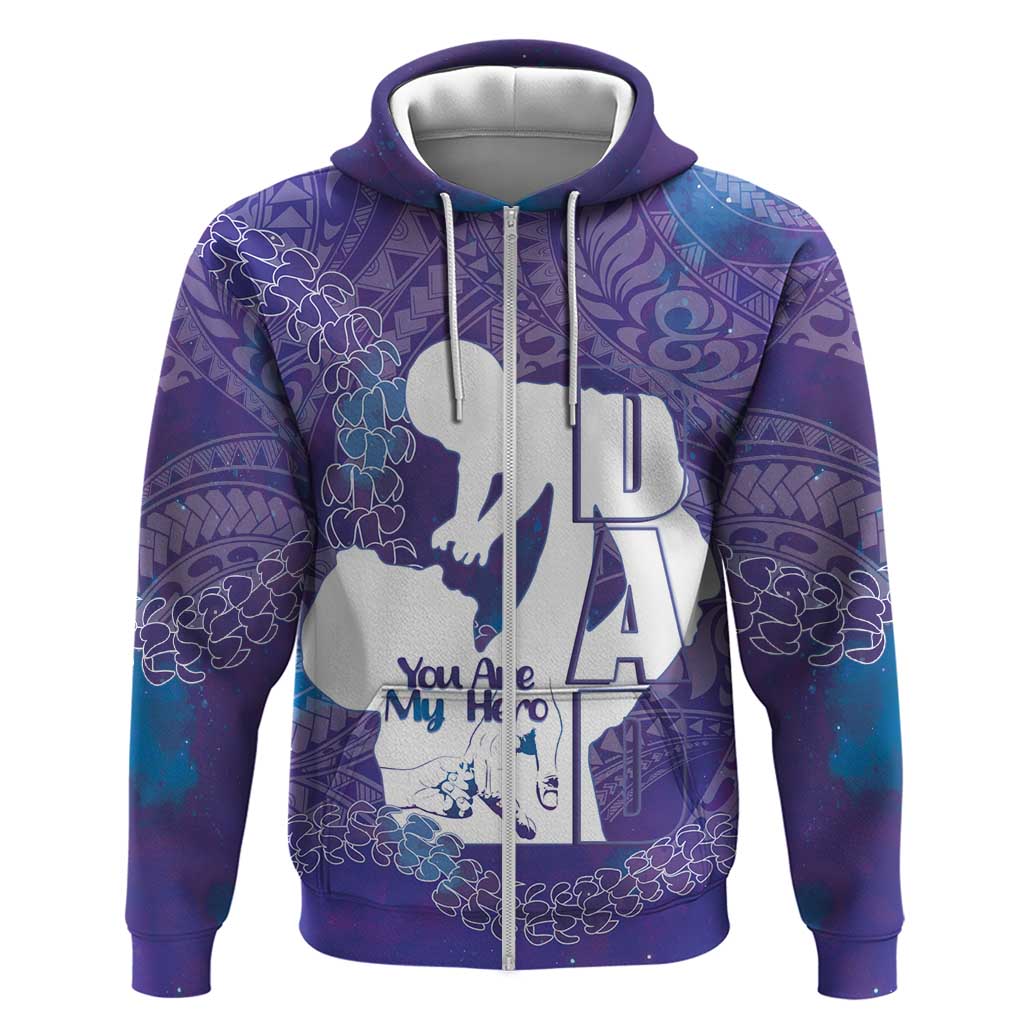 Purple Polynesia Father's Day Zip Hoodie Dad You Are My Hero