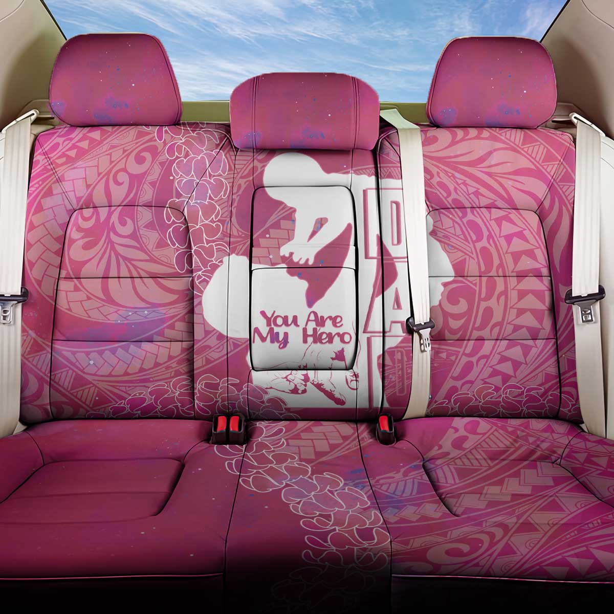 Pink Polynesia Father's Day Back Car Seat Cover Dad You Are My Hero