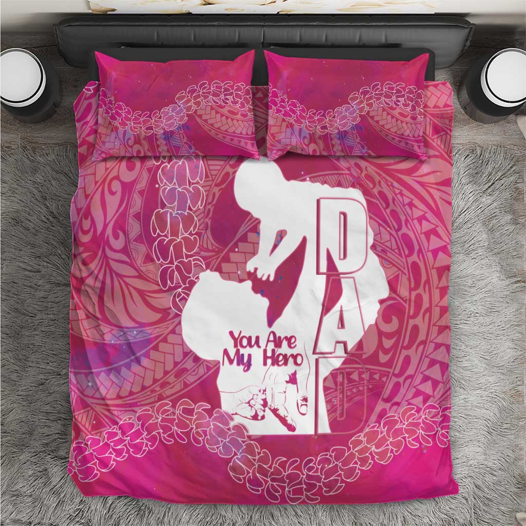 Pink Polynesia Father's Day Bedding Set Dad You Are My Hero