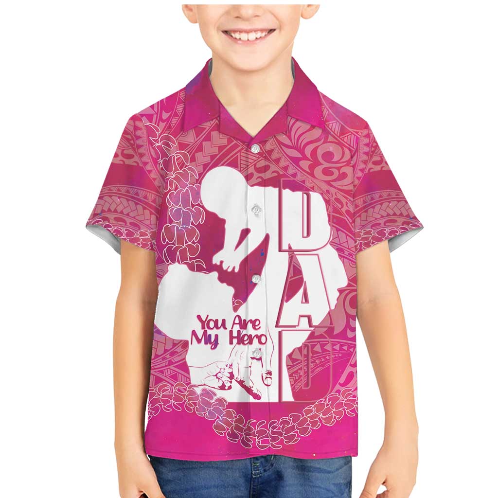 Pink Polynesia Father's Day Family Matching Mermaid Dress and Hawaiian Shirt Dad You Are My Hero