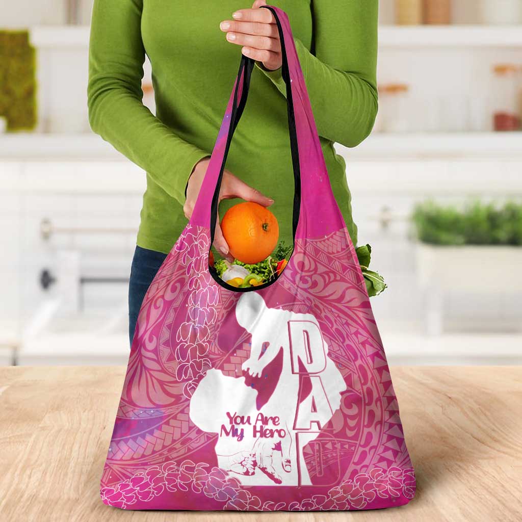Pink Polynesia Father's Day Grocery Bag Dad You Are My Hero