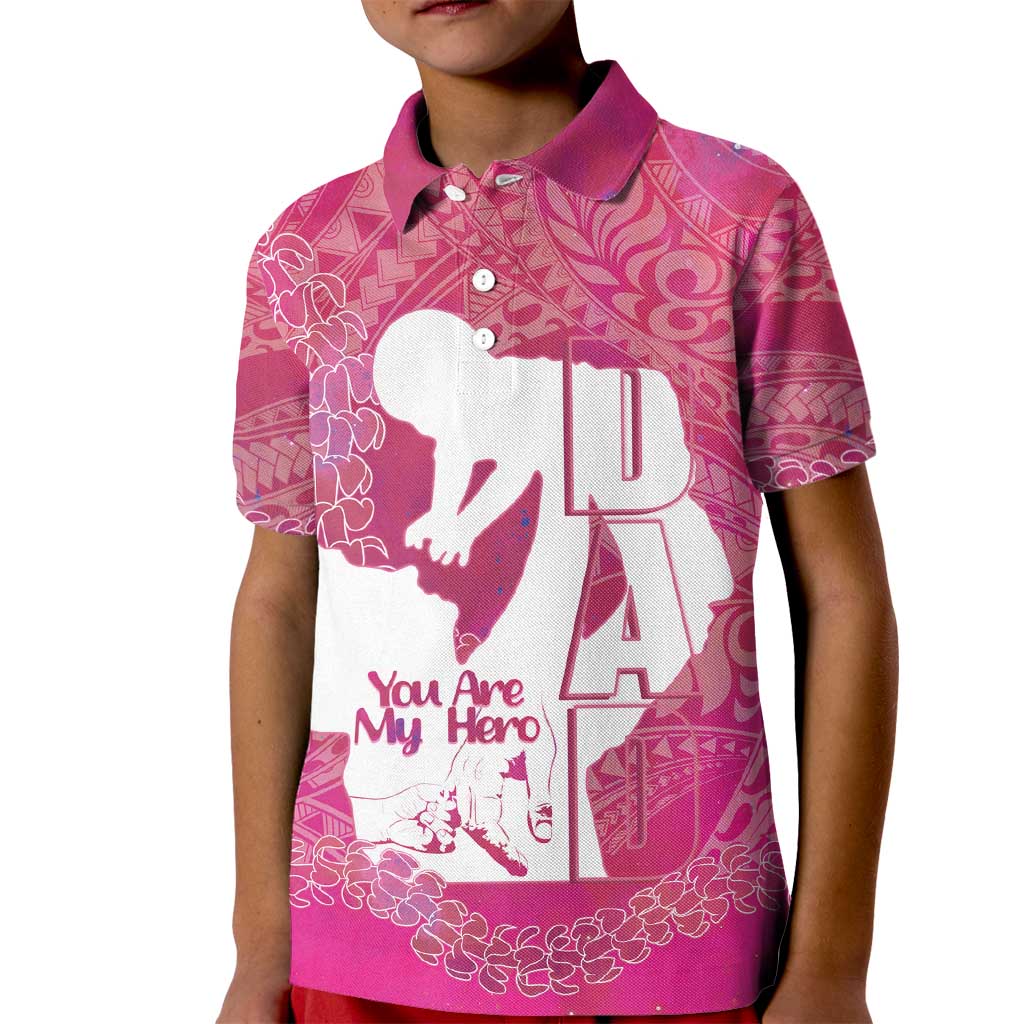 Pink Polynesia Father's Day Kid Polo Shirt Dad You Are My Hero LT14 Kid Pink - Polynesian Pride