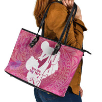 Pink Polynesia Father's Day Leather Tote Bag Dad You Are My Hero