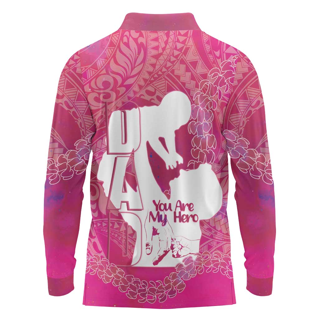 Pink Polynesia Father's Day Long Sleeve Polo Shirt Dad You Are My Hero LT14 - Polynesian Pride