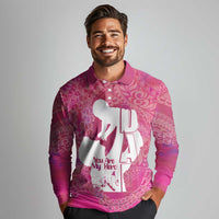 Pink Polynesia Father's Day Long Sleeve Polo Shirt Dad You Are My Hero LT14 - Polynesian Pride