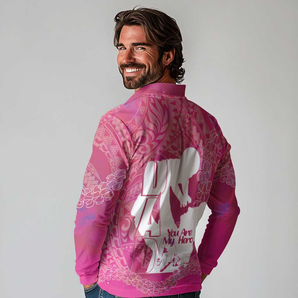 Pink Polynesia Father's Day Long Sleeve Polo Shirt Dad You Are My Hero LT14 - Polynesian Pride