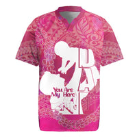 Pink Polynesia Father's Day Rugby Jersey Dad You Are My Hero