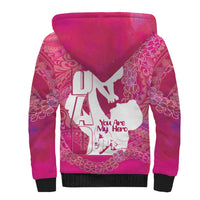 Pink Polynesia Father's Day Sherpa Hoodie Dad You Are My Hero
