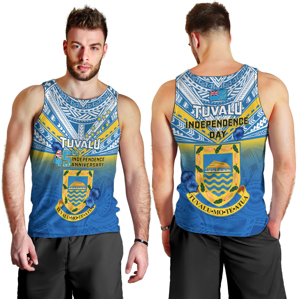 Tuvalu Independence Day Men Tank Top Tuvaluan Proud 45th Anniversary Polynesian Pattern LT14 - Polynesian Pride