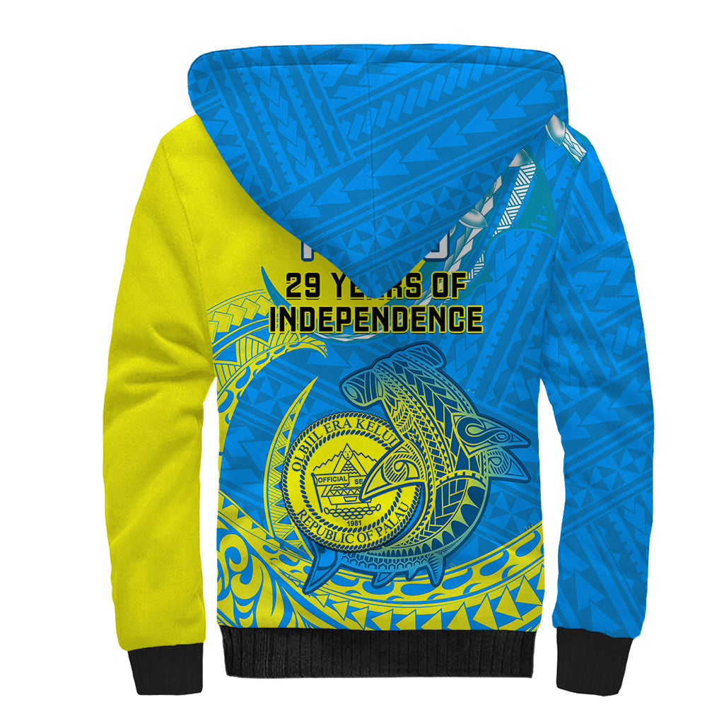 Palau Independence Day Sherpa Hoodie Happy 29th Anniversary Polynesian Hammerhead Shark LT14 - Polynesian Pride