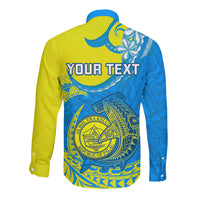 Personalised Palau Independence Day Long Sleeve Button Shirt Happy 29th Anniversary Polynesian Hammerhead Shark LT14 - Polynesian Pride