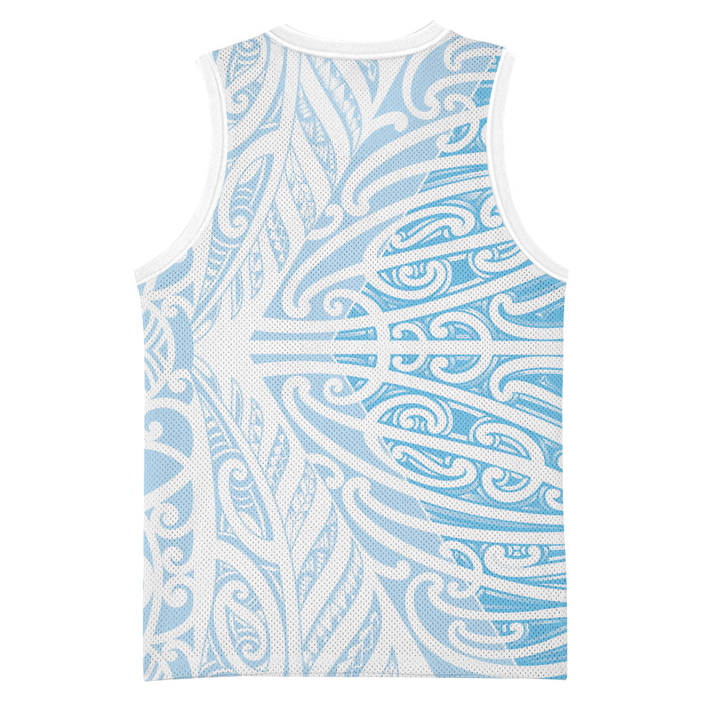 Blue New Zealand Puhoro Maori Tattoo Basketball Jersey LT14 - Polynesian Pride