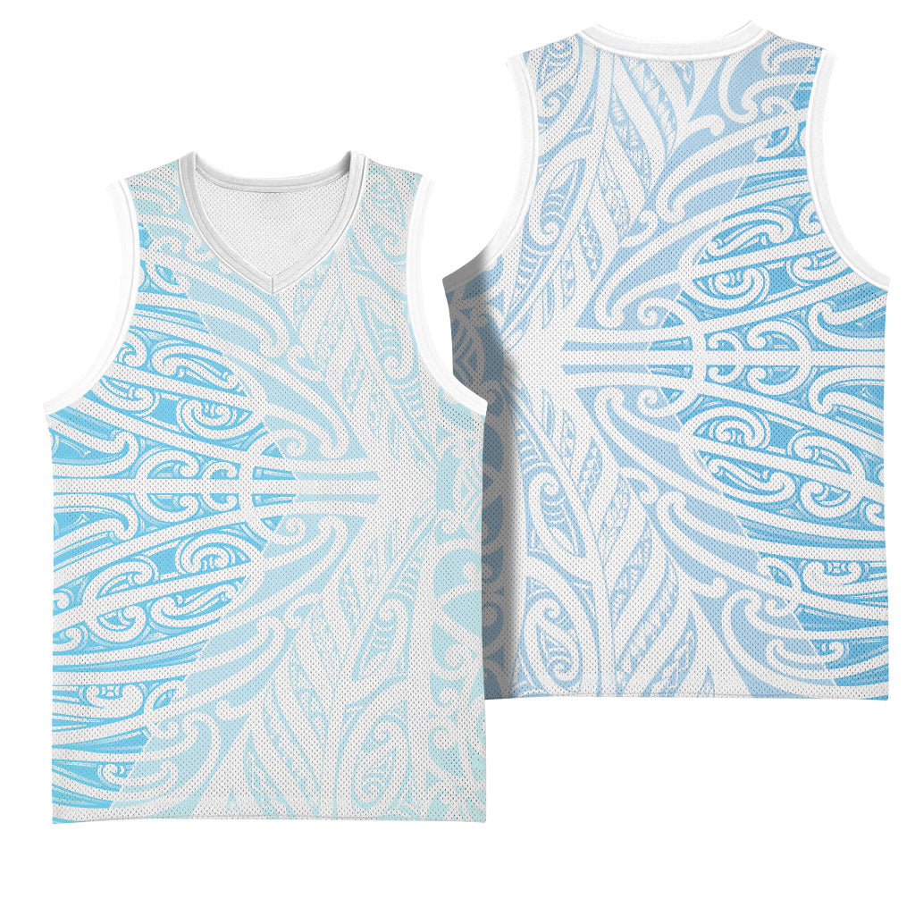 Blue New Zealand Puhoro Maori Tattoo Basketball Jersey LT14 - Polynesian Pride