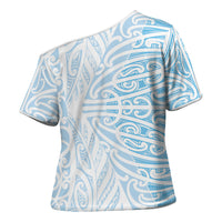 Blue New Zealand Puhoro Maori Tattoo Cross Shoulder Shirt LT14 - Polynesian Pride