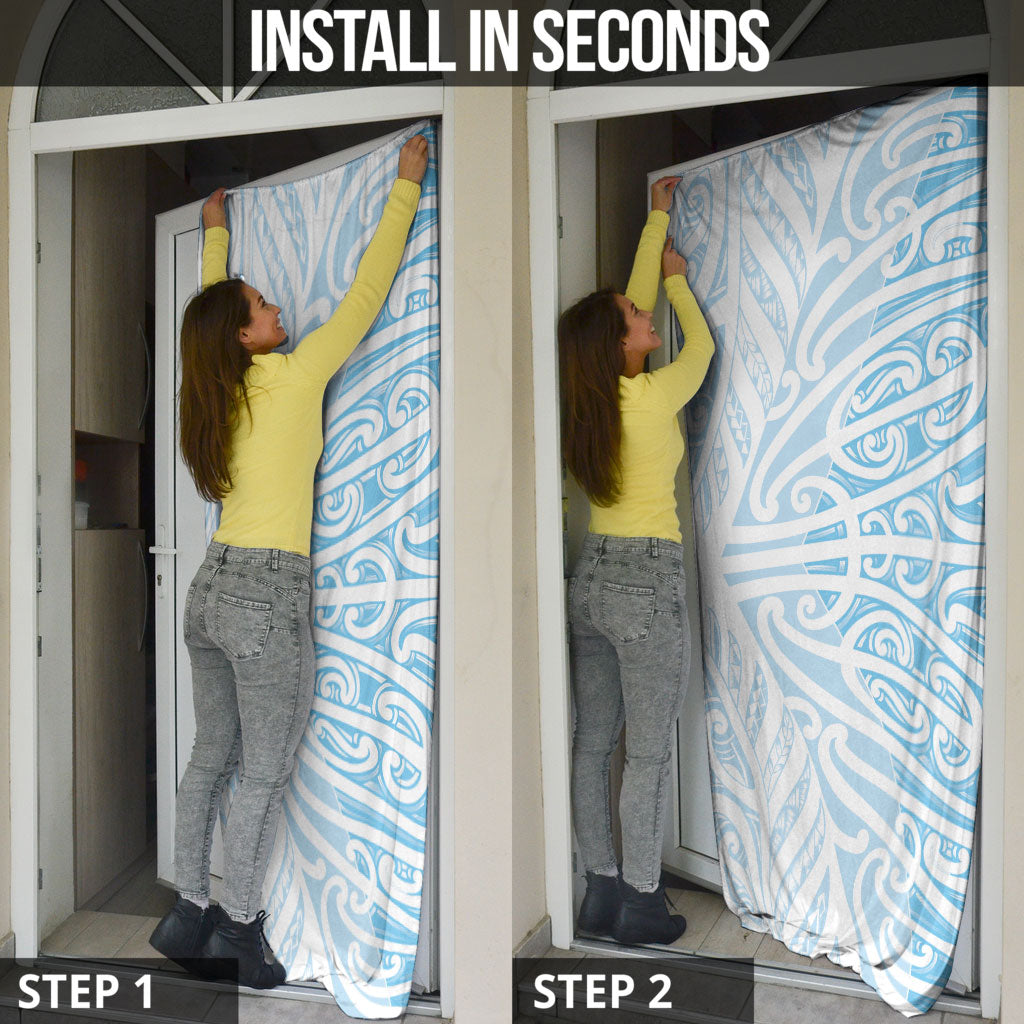 Blue New Zealand Puhoro Maori Tattoo Door Cover LT14 - Polynesian Pride