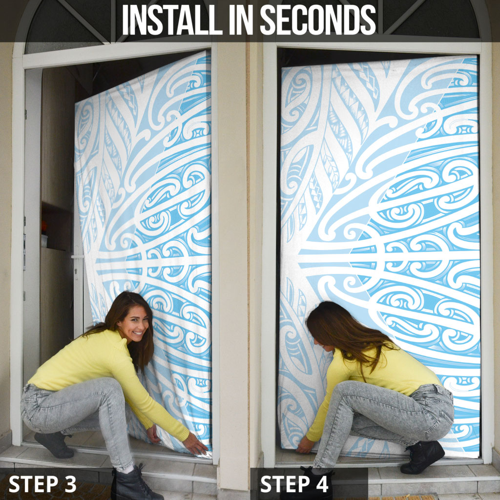 Blue New Zealand Puhoro Maori Tattoo Door Cover LT14 - Polynesian Pride
