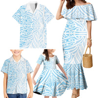 Blue New Zealand Puhoro Maori Tattoo Family Matching Mermaid Dress and Hawaiian Shirt LT14 - Polynesian Pride