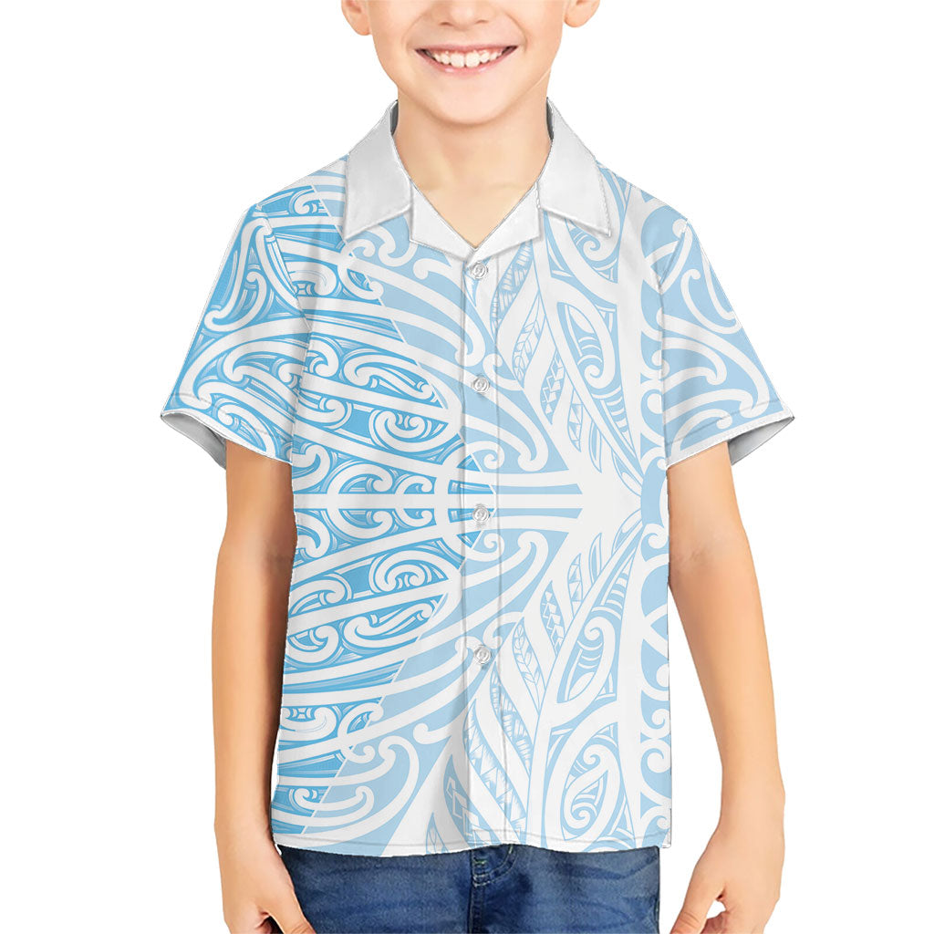 Blue New Zealand Puhoro Maori Tattoo Family Matching Tank Maxi Dress and Hawaiian Shirt LT14 Son's Shirt Blue - Polynesian Pride
