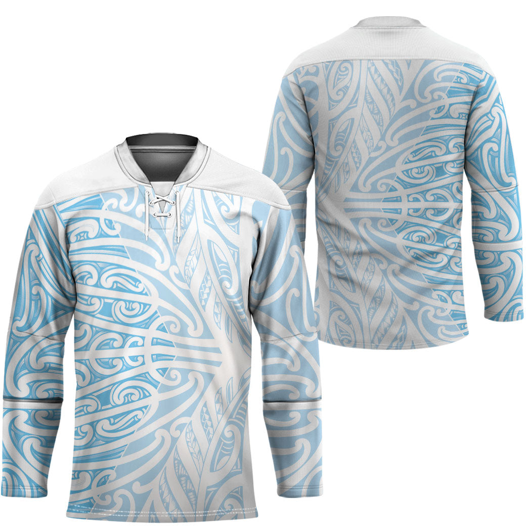Blue New Zealand Puhoro Maori Tattoo Hockey Jersey LT14 - Polynesian Pride
