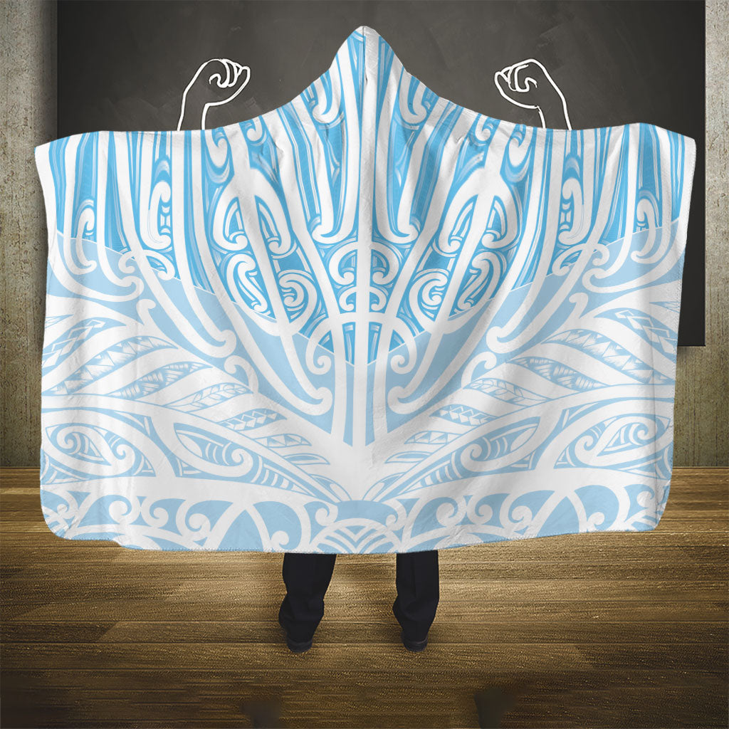 Blue New Zealand Puhoro Maori Tattoo Hooded Blanket LT14 - Polynesian Pride