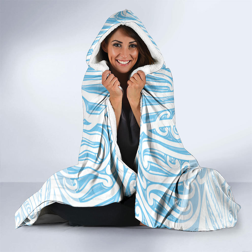Blue New Zealand Puhoro Maori Tattoo Hooded Blanket LT14 - Polynesian Pride