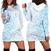 Blue New Zealand Puhoro Maori Tattoo Hoodie Dress LT14 - Polynesian Pride