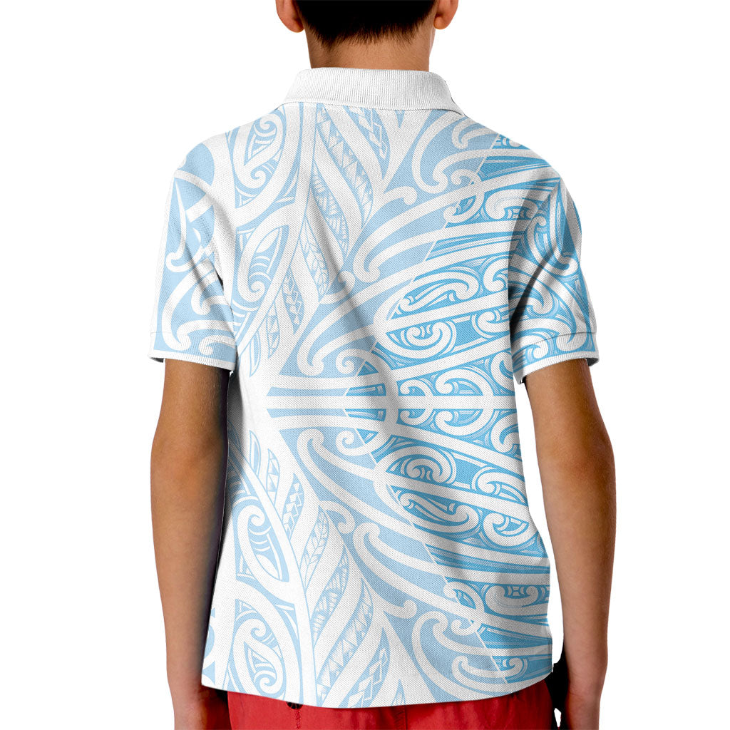 Blue New Zealand Puhoro Maori Tattoo Kid Polo Shirt LT14 - Polynesian Pride