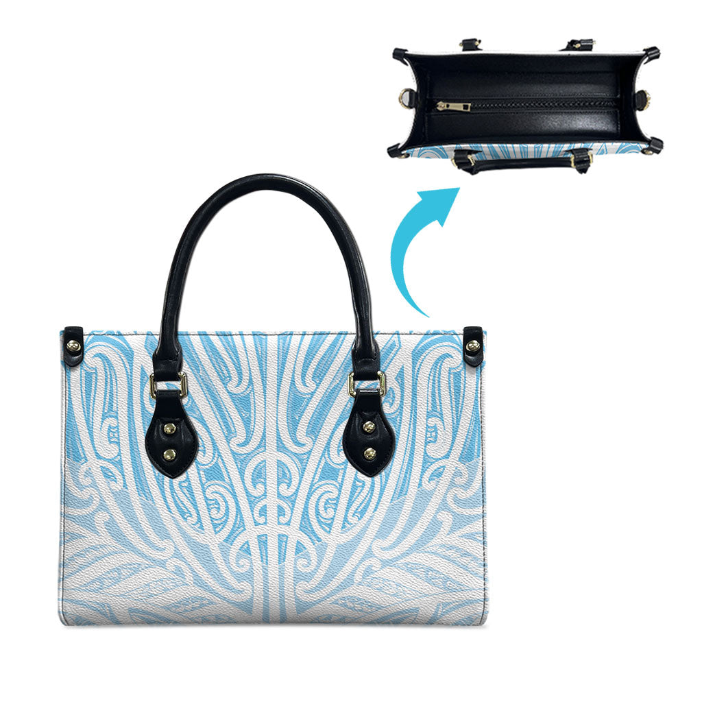Blue New Zealand Puhoro Maori Tattoo Leather Bag LT14 - Polynesian Pride