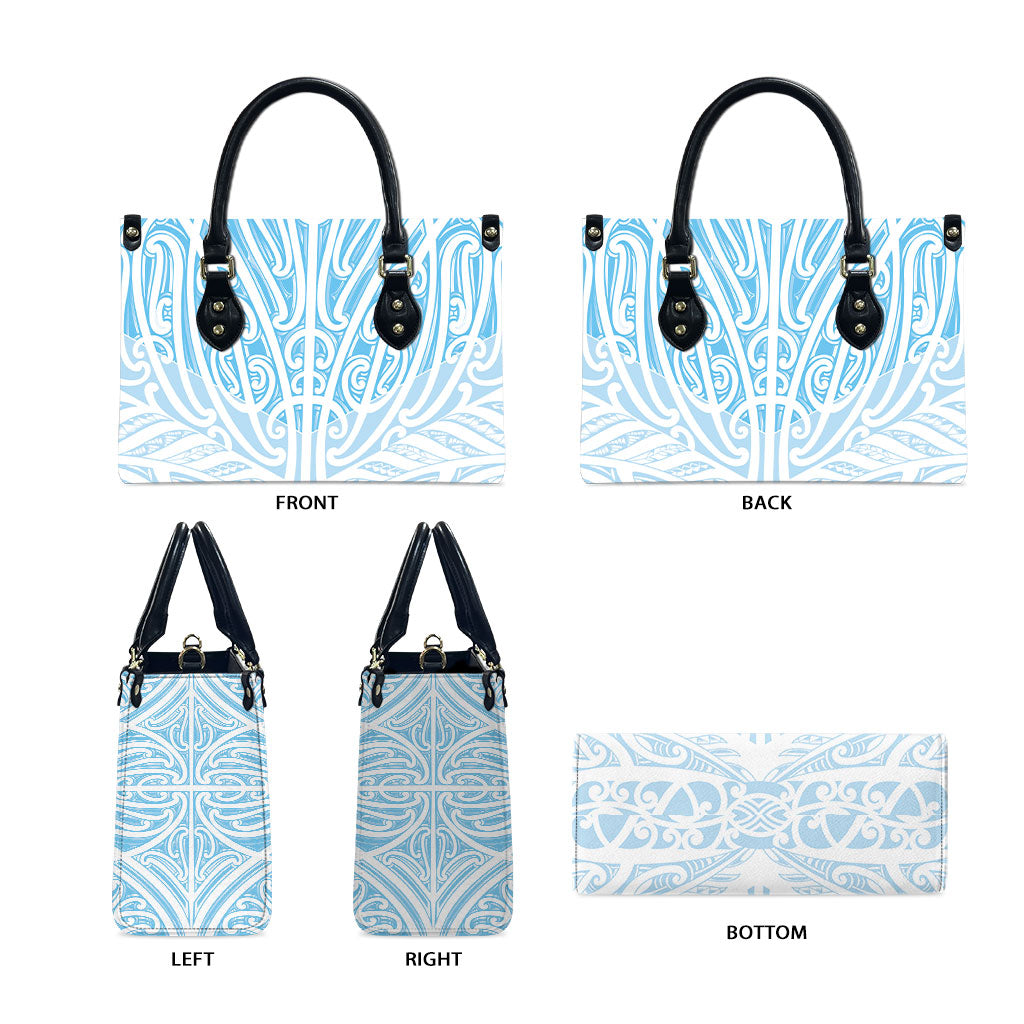 Blue New Zealand Puhoro Maori Tattoo Leather Bag LT14 - Polynesian Pride