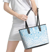 Blue New Zealand Puhoro Maori Tattoo Leather Tote Bag LT14 - Polynesian Pride