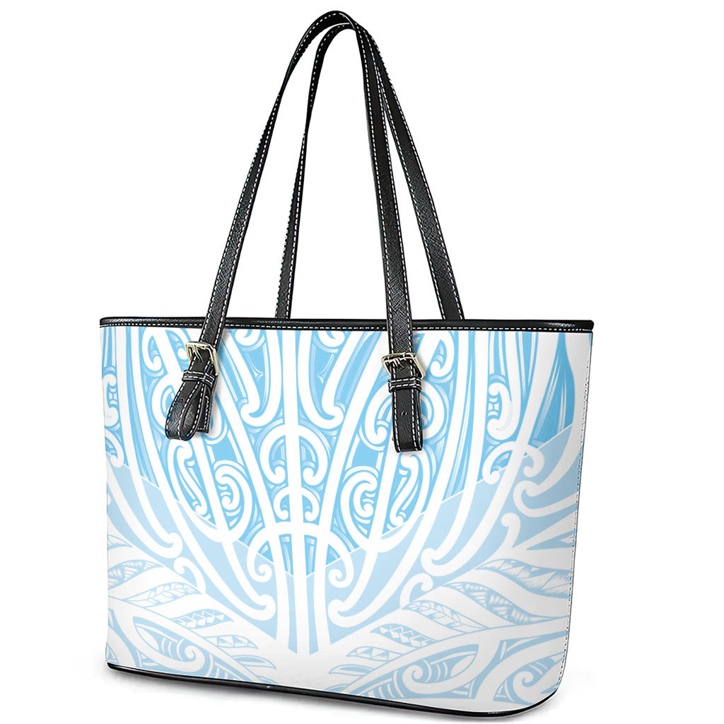 Blue New Zealand Puhoro Maori Tattoo Leather Tote Bag LT14 - Polynesian Pride