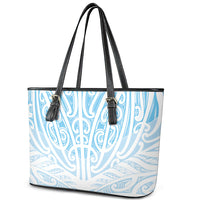 Blue New Zealand Puhoro Maori Tattoo Leather Tote Bag LT14 - Polynesian Pride