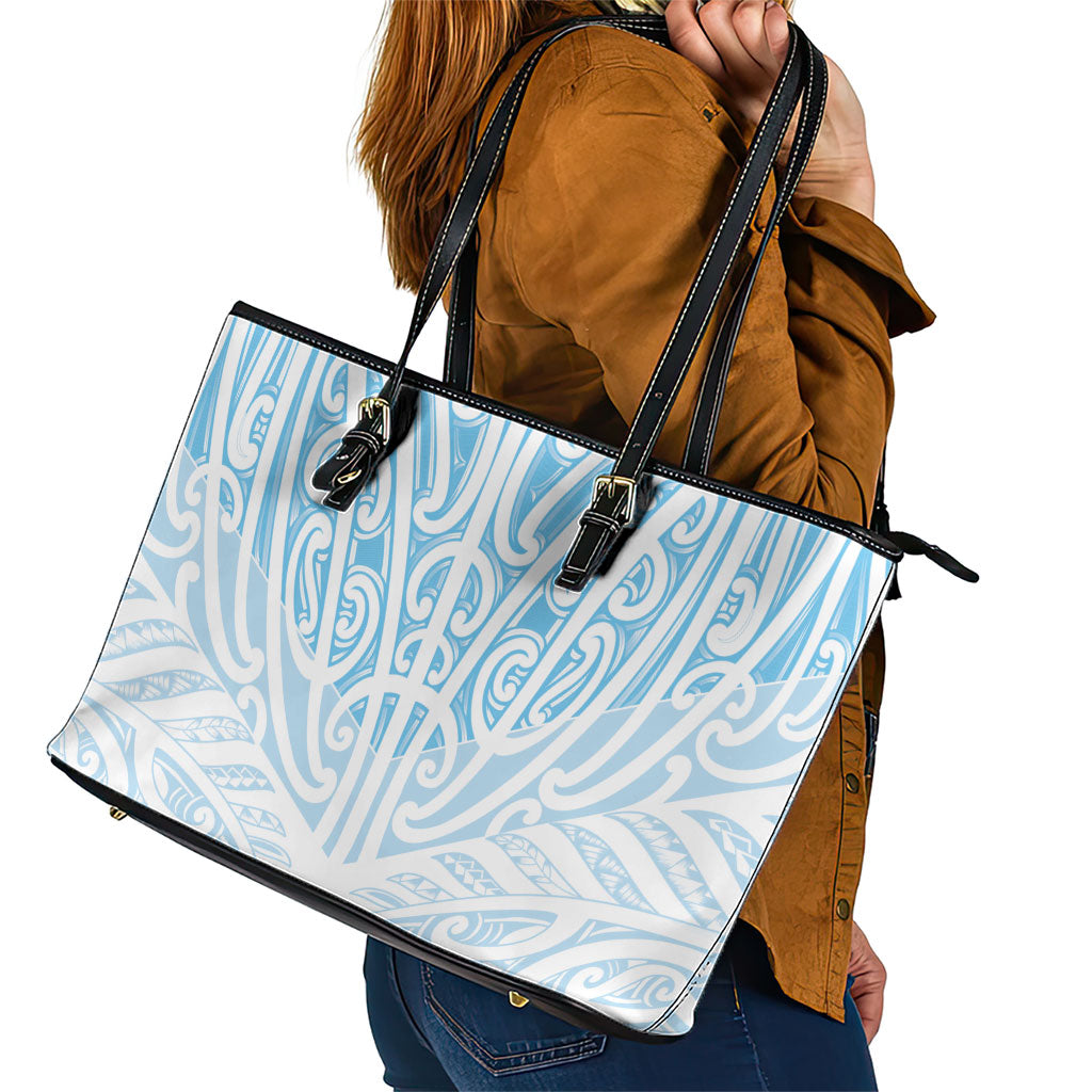 Blue New Zealand Puhoro Maori Tattoo Leather Tote Bag LT14 - Polynesian Pride