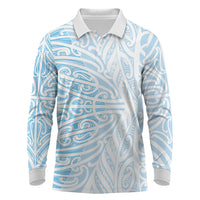 Blue New Zealand Puhoro Maori Tattoo Long Sleeve Polo Shirt LT14 Blue - Polynesian Pride