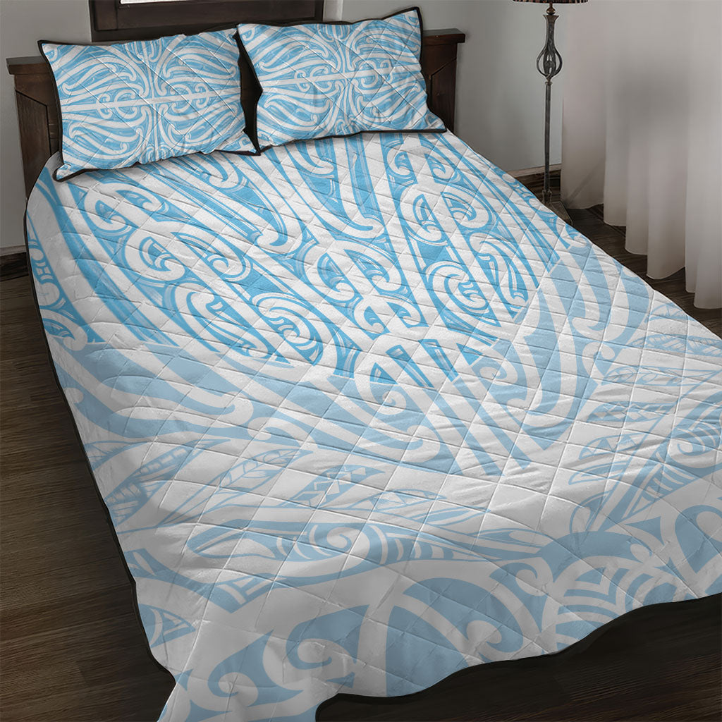 Blue New Zealand Puhoro Maori Tattoo Quilt Bed Set LT14 Blue - Polynesian Pride